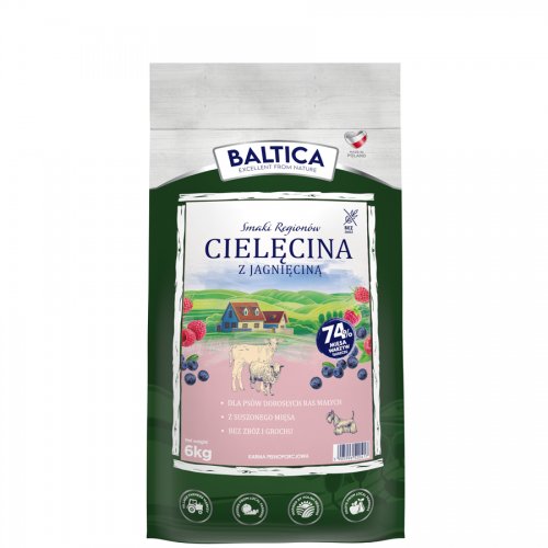 Cielęcina z jagnięciną dla ras małych i miniaturowych karma 6kg - Baltica Smaki Regionów