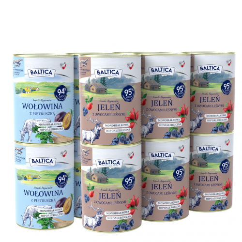 Zestaw 12x400g karma mokra wołowina + jeleń