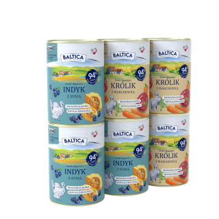 Zestaw 6x400g karma mokra indyk + królik