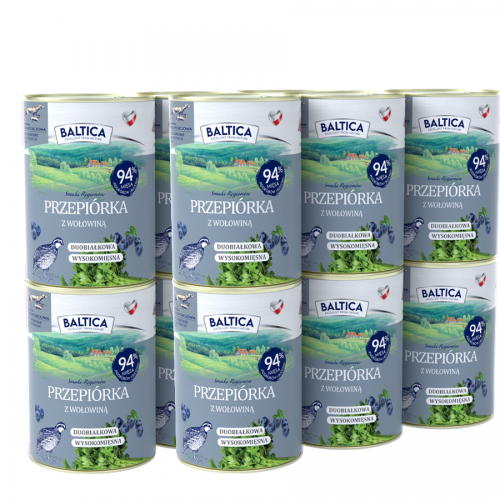 12 x 400g Karma mokra przepiórka z wołowiną