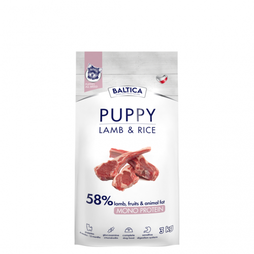 Jagnięcina z ryżem dla szczeniąt wszystkich ras karma 3kg - Baltica Nutraceutic