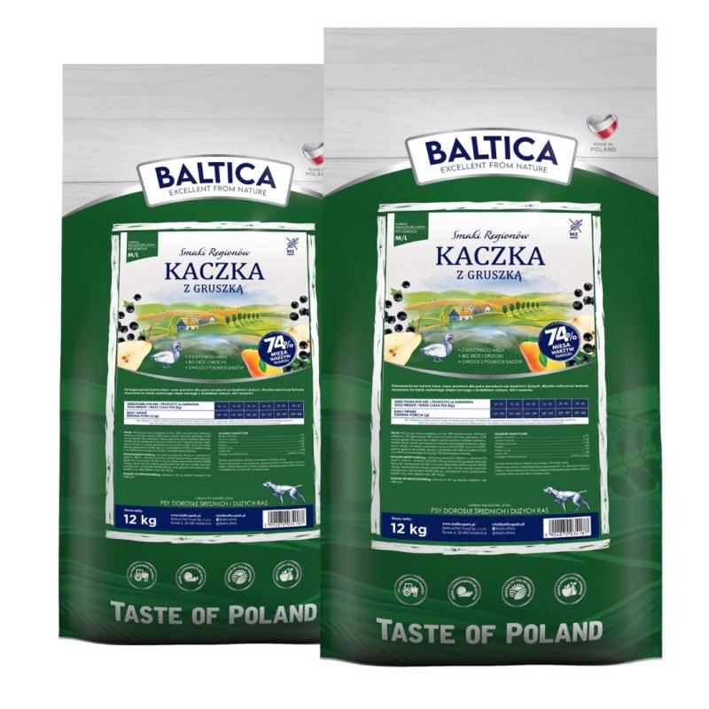 BALTICA Polska karma z kaczką i porzeczką 12kg / psy średnie i duże