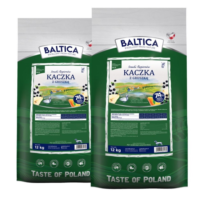 BALTICA Polska karma z kaczką i porzeczką 12kg / psy małe