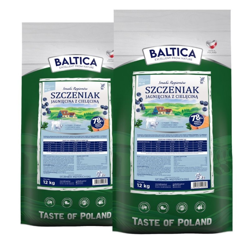 2 x 12kg Baltica Szczeniak Jagnięcina z cielęciną dla wszystkich ras