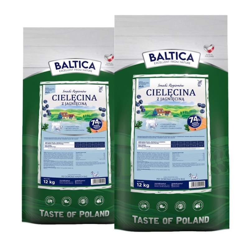 2 x 12kg Baltica Cielęcina z jagnięciną dla małych ras
