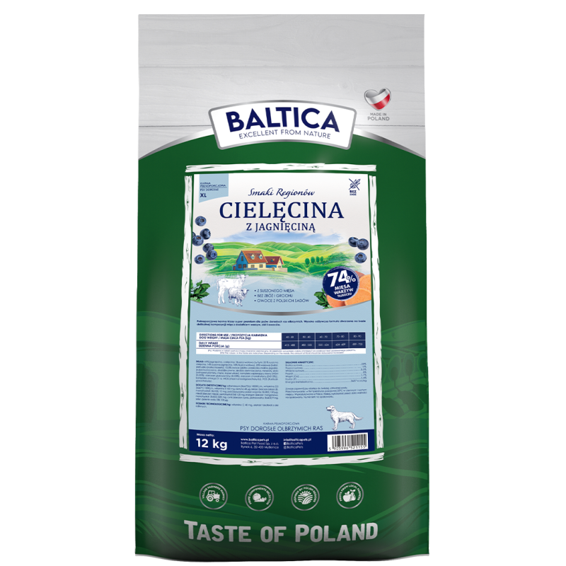 Cielęcina z jagnięciną dla ras olbrzymich karma 12kg - Baltica Smaki Regionów