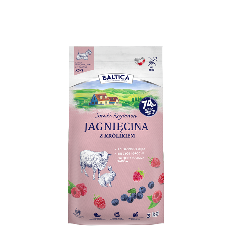 Jagnięcina z królikiem dla ras małych i miniaturowych karma 3kg - Baltica Smaki Regionów