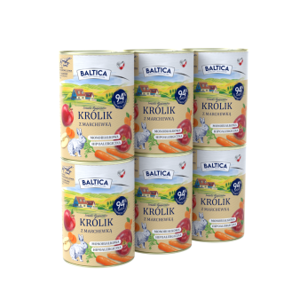 6 x 400g Karma mokra królik z marchewką