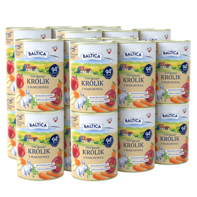 24 x 400g Karma mokra królik z marchewką