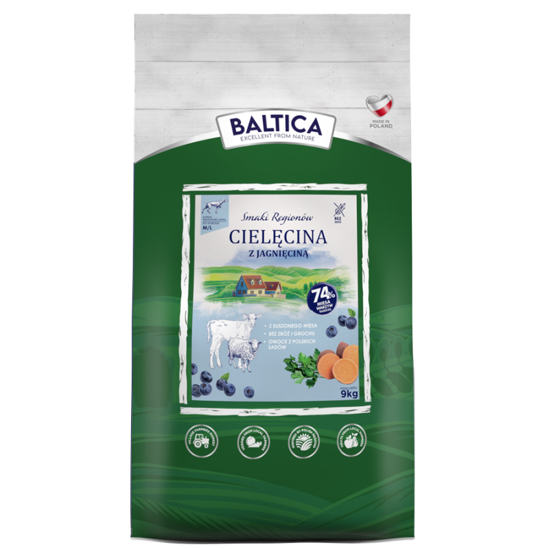 Cielęcina z jagnięciną dla ras średnich i dużych karma 9kg - Baltica Smaki Regionów