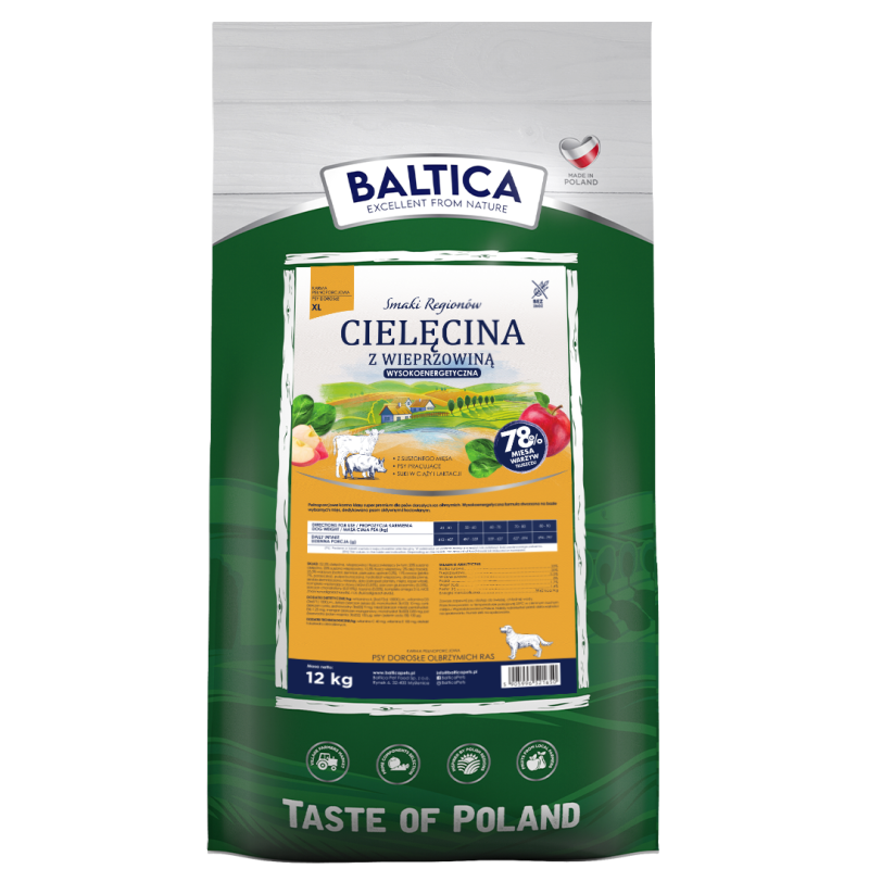 Cielęcina z wieprzowiną dla ras olbrzymich karma 12kg - Baltica Smaki Regionów