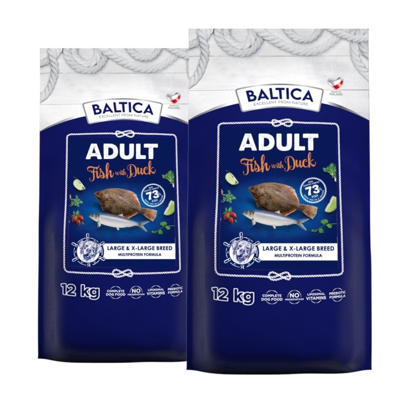 2 x 12kg Karma z kaczką i rybami bałtyckimi dla dużych ras