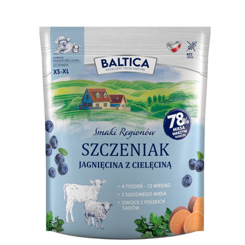 Jagnięcina z cielęciną dla szczeniąt wszystkich ras karma 1kg - Baltica Smaki Regionów