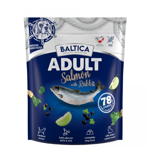 2x Łosoś z królikiem dla ras średnich karma 1kg - Baltica Excellent