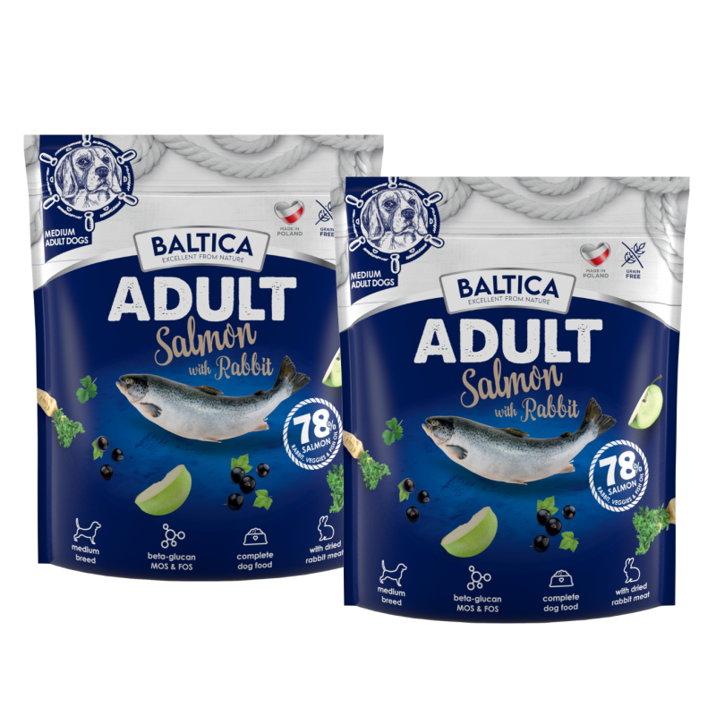 2x Łosoś z królikiem dla ras średnich karma 1kg - Baltica Excellent