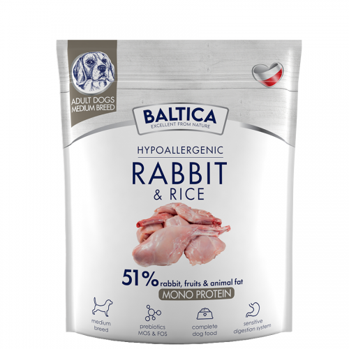 2x Królik z ryżem dla ras średnich karma 1kg - Baltica Nutraceutic