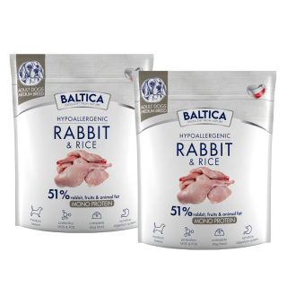 2x Królik z ryżem dla ras średnich karma 1kg - Baltica Nutraceutic
