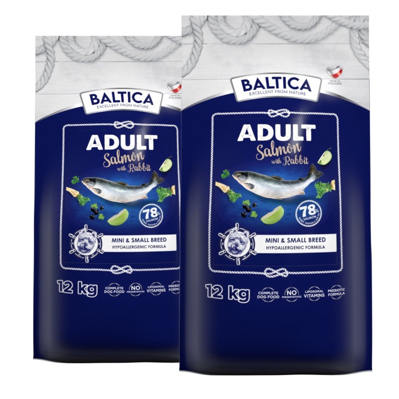 2x Łosoś z królikiem dla ras małych i miniaturowych karma 12kg - Baltica Excellent