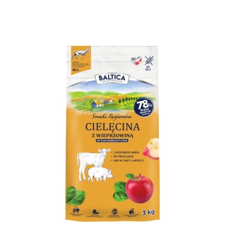 Cielęcina z wieprzowiną dla ras średnich i dużych karma 3kg - Baltica Smaki Regionów