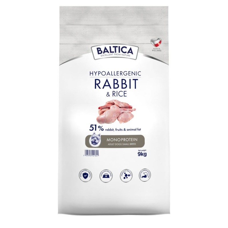 Królik z ryżem dla ras małych i miniaturowych karma 9kg - Baltica Nutraceutic