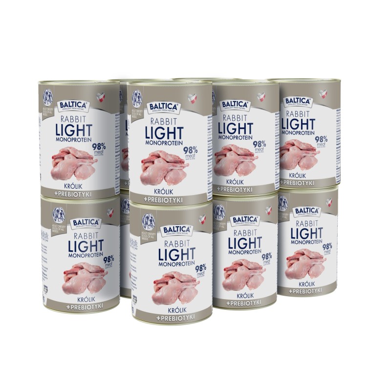 12x Karma mokra królik MONO LIGHT dla psa 400g - Baltica Nutraceutic