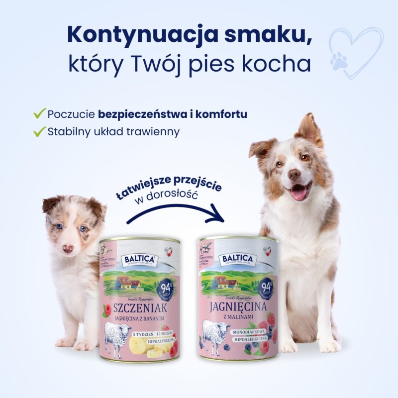 Karma mokra jagnięcina z bananem dla szczeniąt 400g - Baltica Smaki Regionów