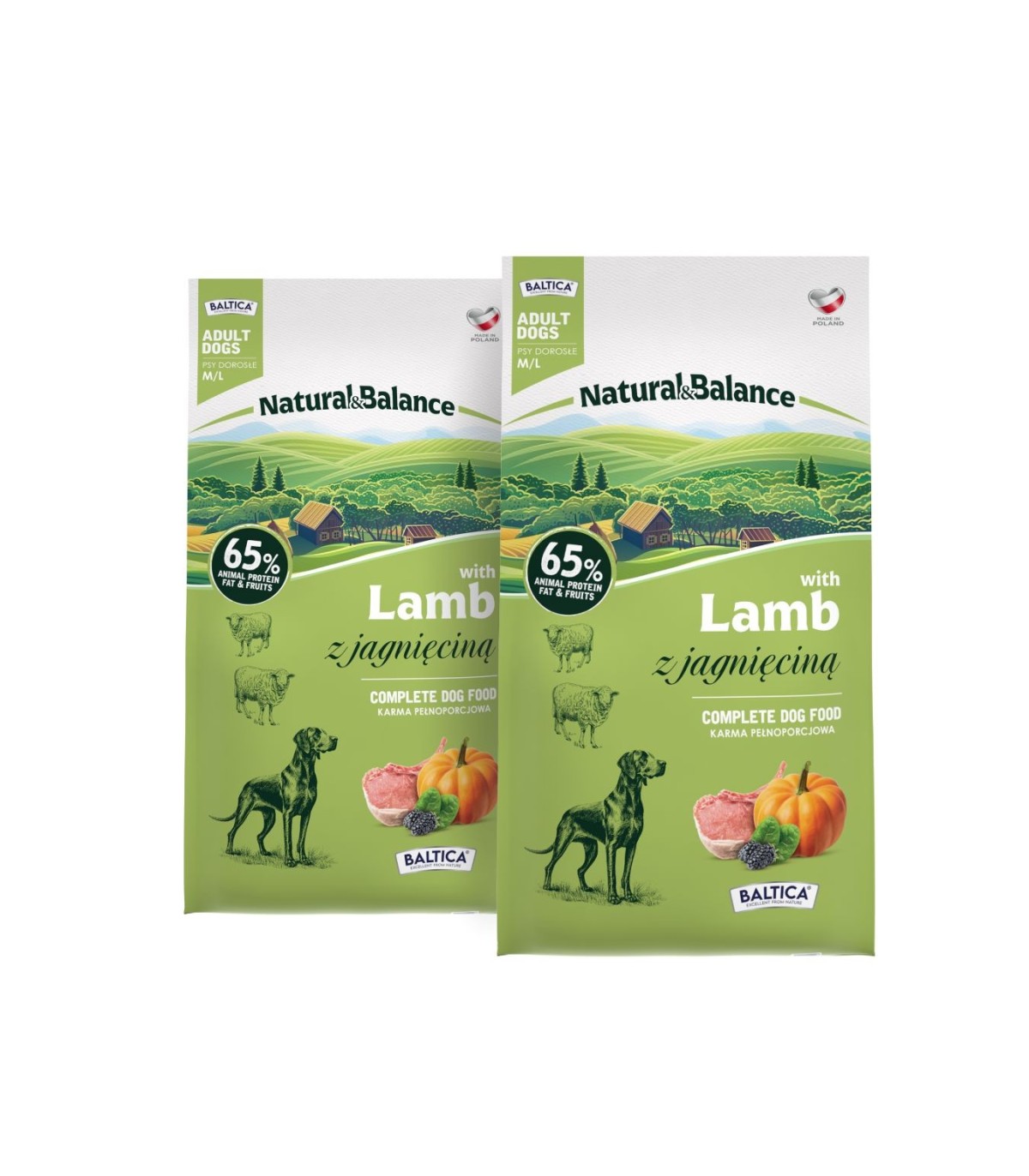 2x Jagnięcina dla ras średnich i dużych karma 9kg - Baltica Natural & Balance