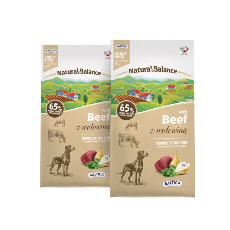 2x Wołowina dla ras średnich i dużych karma 9kg - Baltica Natural & Balance