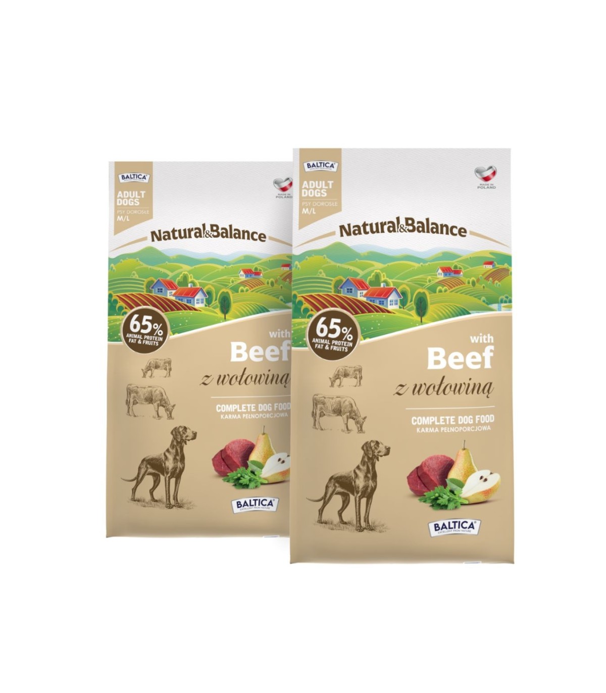 2x Wołowina dla ras średnich i dużych karma 9kg - Baltica Natural & Balance