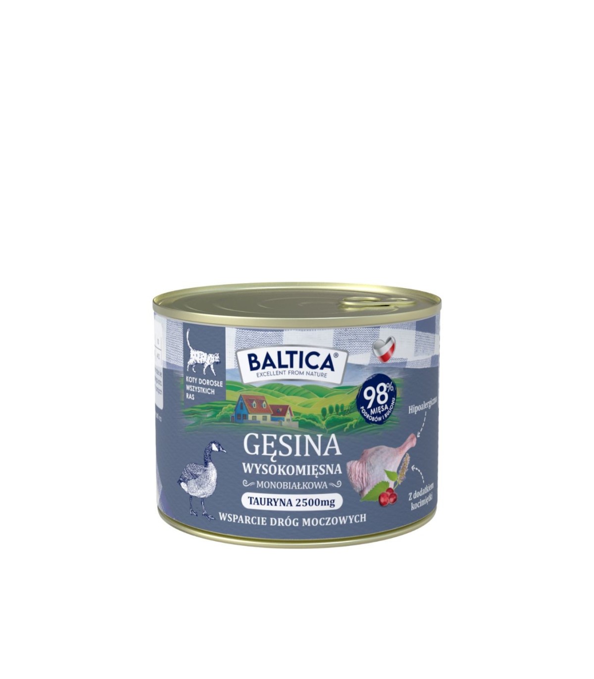 Karma mokra mono gęsina dla kota 185g - Baltica Smaki Regionów