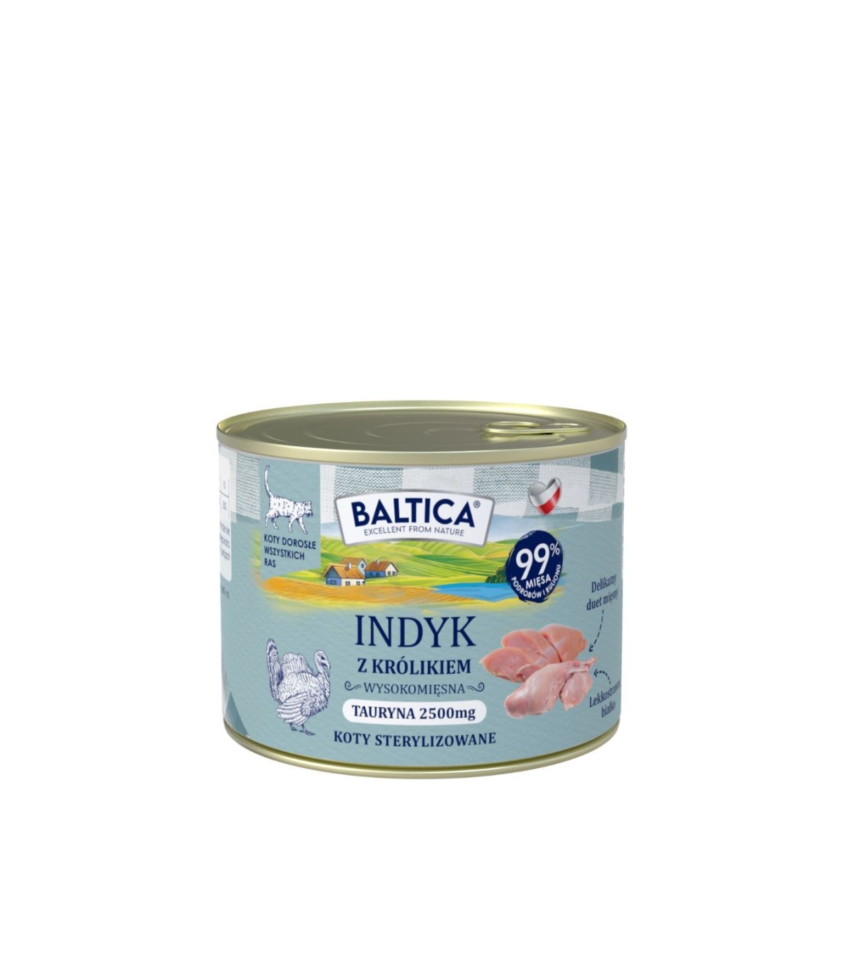 Karma mokra indyk z królikiem dla kota 185g - Baltica Smaki Regionów