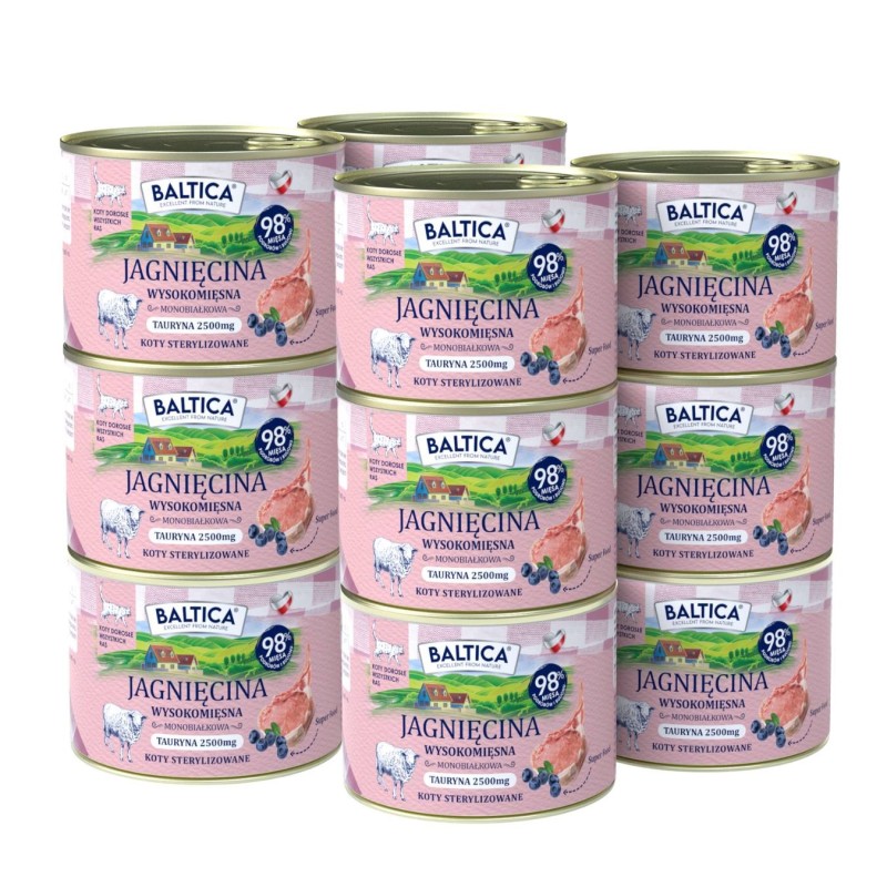 12x Karma mokra mono jagnięcina 185g - Baltica Smaki Regionów