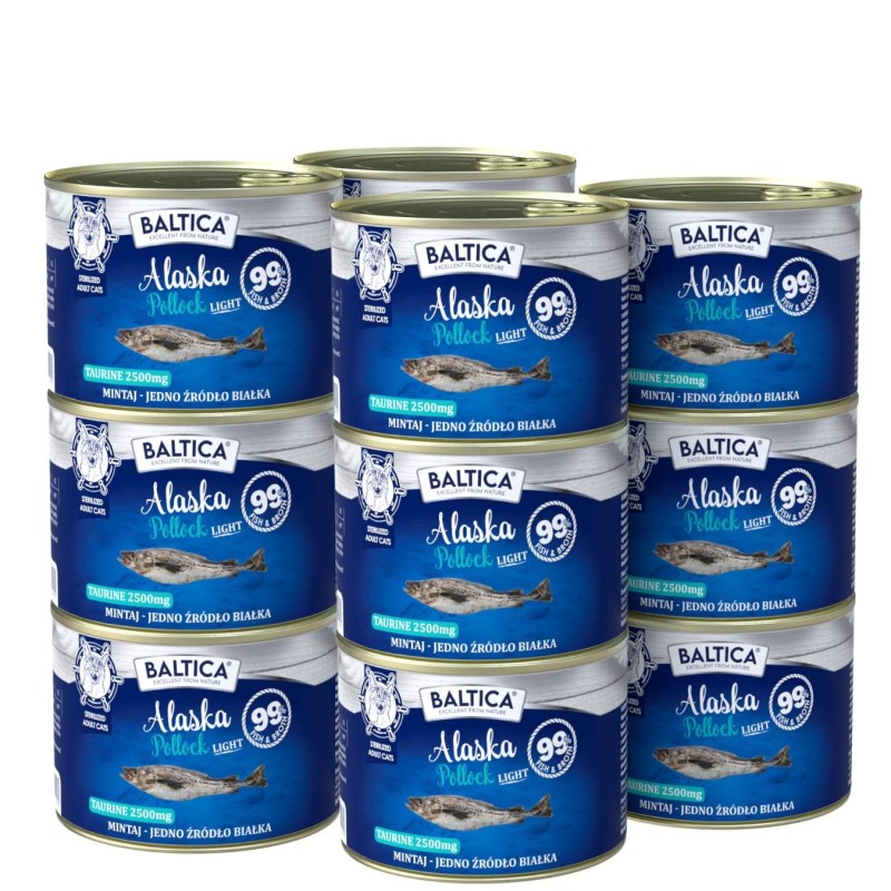 12x Karma mokra mono mintaj LIGHT 185g - Baltica Excellent