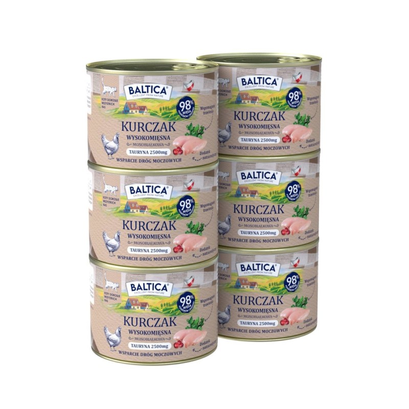 6x Karma mokra mono kurczak 185g - Baltica Smaki Regionów