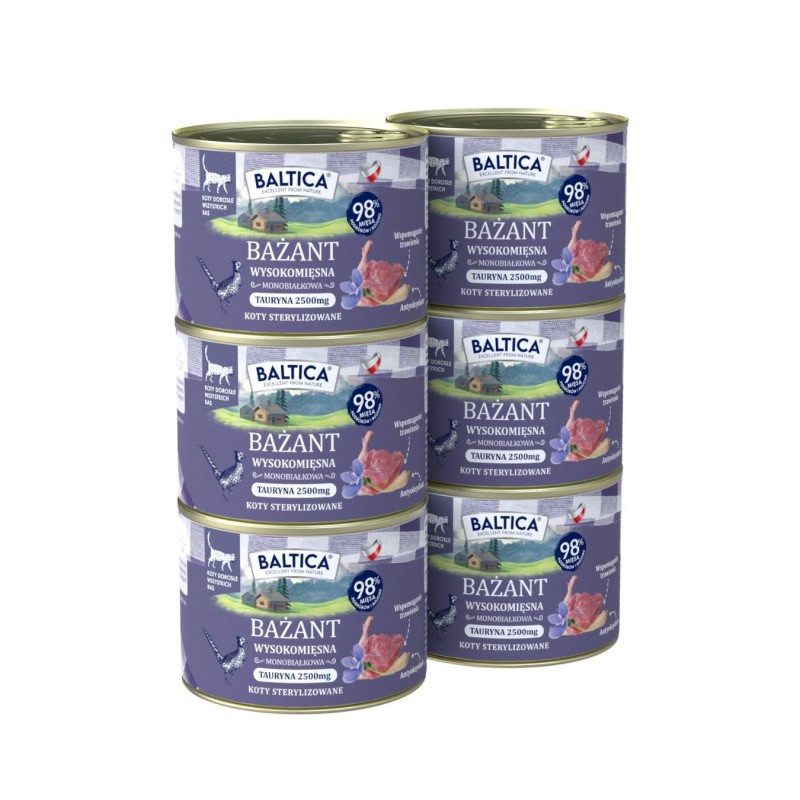 6x Karma mokra mono bażant 185g - Baltica Smaki Regionów