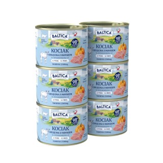 6x Karma mokra dla kociąt z cielęciną i indykiem 185g - Baltica Smaki Regionów