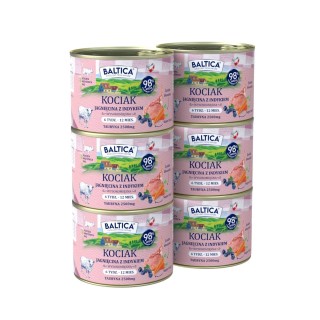 6x Karma mokra dla kociąt z jagnięciną i indykiem 185g - Baltica Smaki Regionów