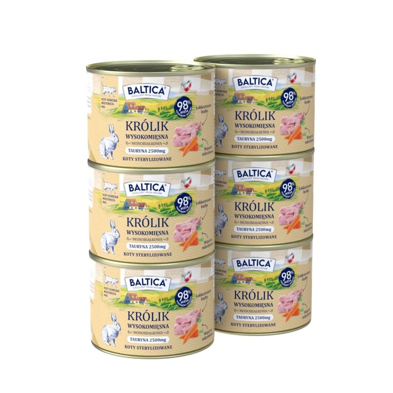 6x Karma mokra mono królik 185g - Baltica Smaki Regionów