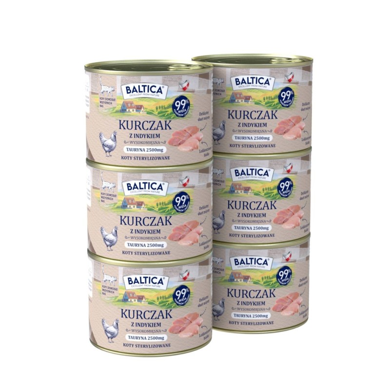 6x Karma mokra kurczak z indykiem 185g - Baltica Smaki Regionów