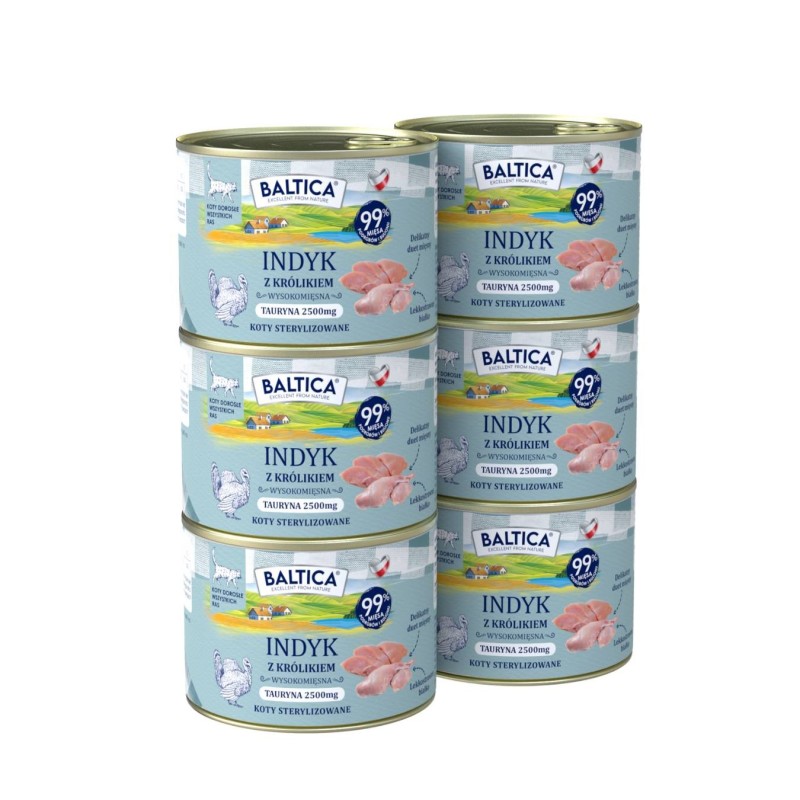 6x Karma mokra indyk z królikiem 185g - Baltica Smaki Regionów