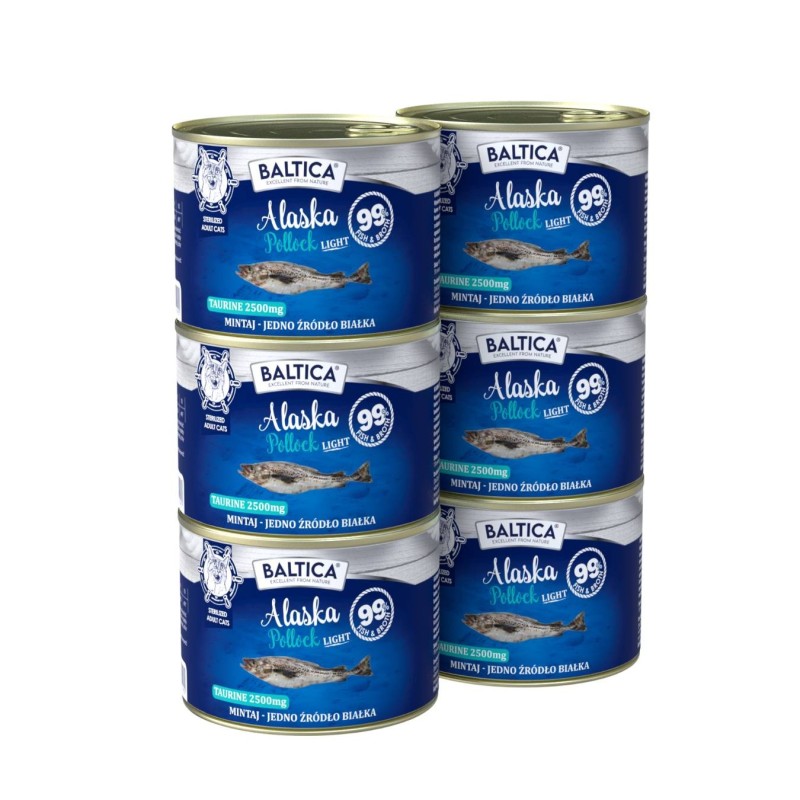 6x Karma mokra mono mintaj LIGHT 185g - Baltica Excellent