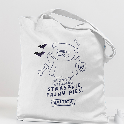 Halloweenowy zestaw grzecznego psiaka + kubek ceramiczny + strasznie fajna torba
