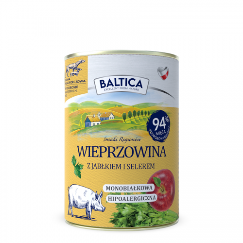 Cielęcina z wieprzowiną dla ras średnich i dużych karma 3kg - Baltica Smaki Regionów + karma mokra dla psa 400g