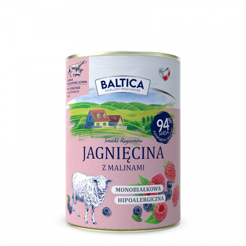 Jagnięcina z królikiem dla ras średnich i dużych karma 3kg - Baltica Smaki Regionów + karma mokra dla psa 400g