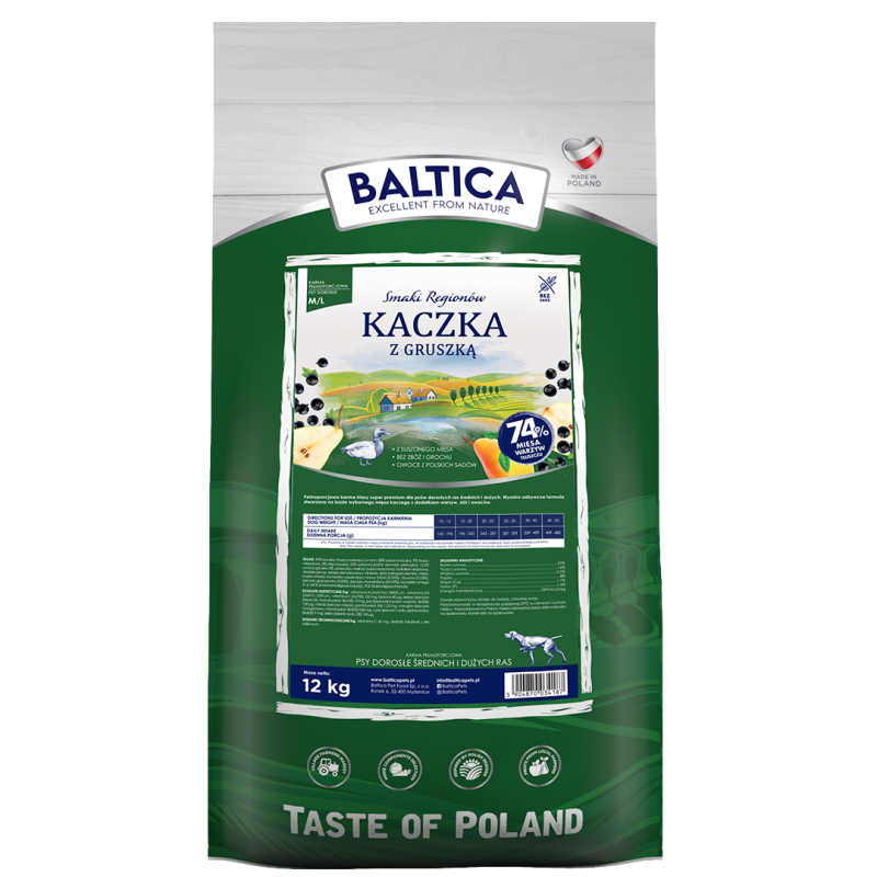 2x Kaczka z gruszką dla ras średnich i dużych karma 12kg - Baltica Smaki Regionów