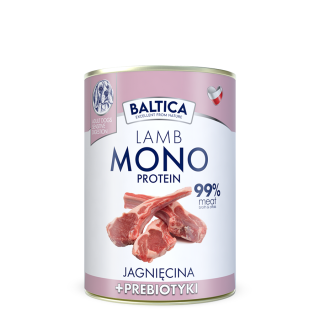 12x Karma mokra MONO jagnięcina z prebiotykami dla psa 400g - Baltica Nutraceutic