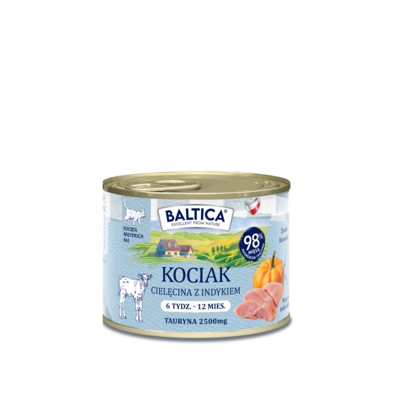 12x Karma mokra dla kociąt z cielęciną i indykiem 185g - Baltica Smaki Regionów