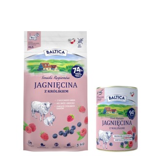 Jagnięcina z królikiem dla ras małych i miniaturowych karma 3kg - Baltica Smaki Regionów + karma mokra dla psa 400g