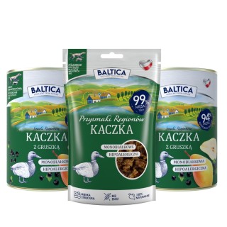 2x Karma mokra kaczka z gruszką dla psa 400g - Baltica Smaki Regionów + Przysmaki z kaczki 80g