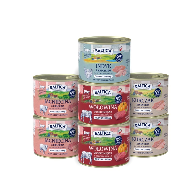 Zestaw 7x 185g karma dla kotów dorosłych